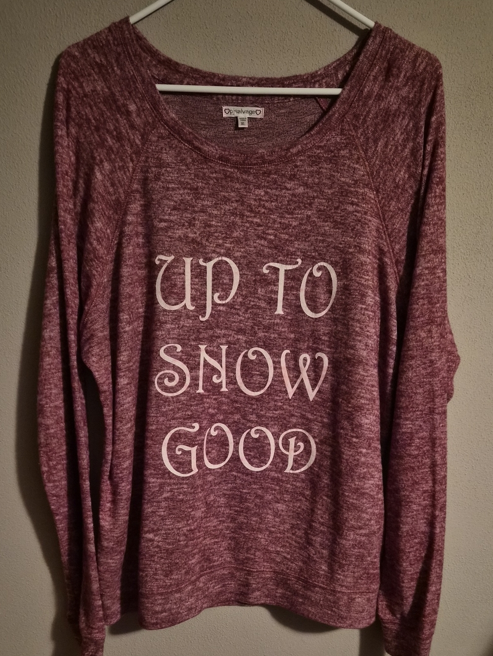 Women's PJ Salvage Pullover Sweater in Mauve 'Up To Snow Good' Print